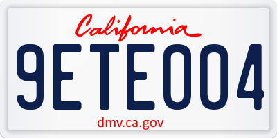 CA license plate 9ETE004