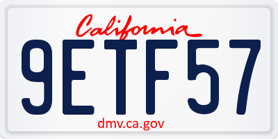 CA license plate 9ETF57