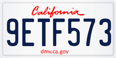 CA license plate 9ETF573