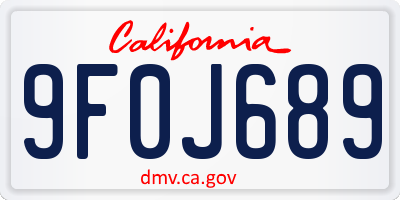 CA license plate 9F0J689