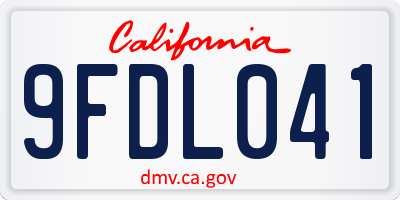 CA license plate 9FDL041