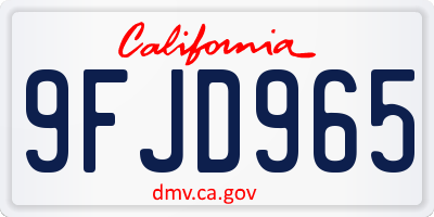 CA license plate 9FJD965