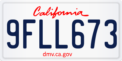 CA license plate 9FLL673