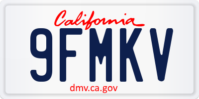 CA license plate 9FMKV