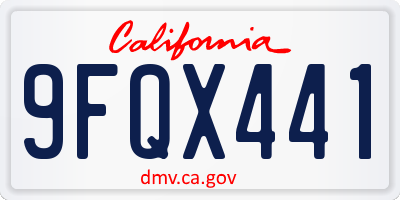 CA license plate 9FQX441