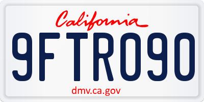 CA license plate 9FTR090