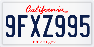 CA license plate 9FXZ995