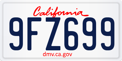 CA license plate 9FZ699