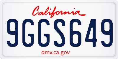 CA license plate 9GGS649