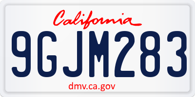 CA license plate 9GJM283