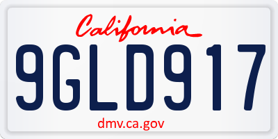 CA license plate 9GLD917