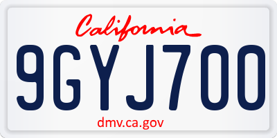 CA license plate 9GYJ700
