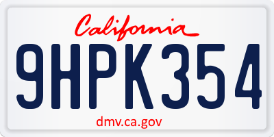 CA license plate 9HPK354