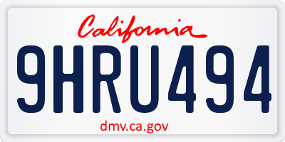 CA license plate 9HRU494