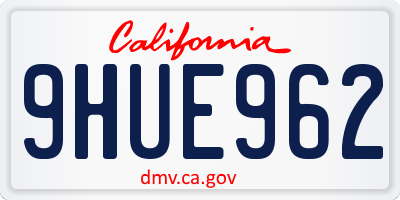CA license plate 9HUE962