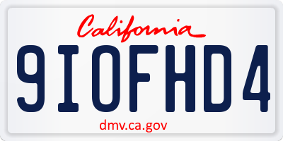 CA license plate 9IOFHD4