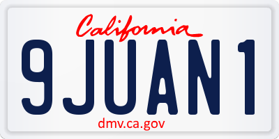 CA license plate 9JUAN1