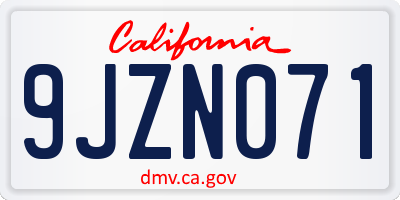 CA license plate 9JZN071