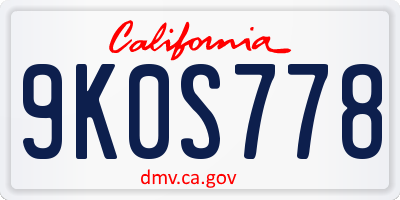 CA license plate 9K0S778