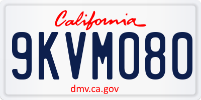 CA license plate 9KVM080