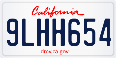 CA license plate 9LHH654