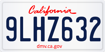 CA license plate 9LHZ632