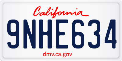 CA license plate 9NHE634