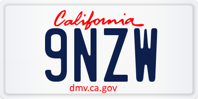 CA license plate 9NZW