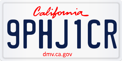 CA license plate 9PHJ1CR