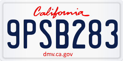 CA license plate 9PSB283