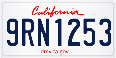 CA license plate 9RN1253