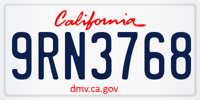 CA license plate 9RN3768