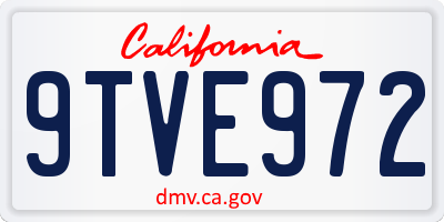 CA license plate 9TVE972