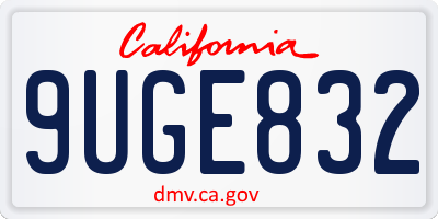 CA license plate 9UGE832