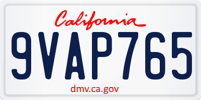 CA license plate 9VAP765