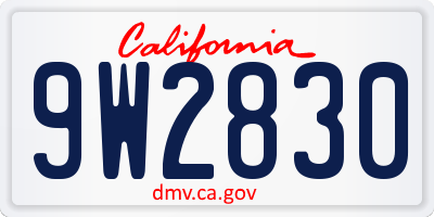 CA license plate 9W2830