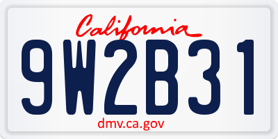 CA license plate 9W2B31