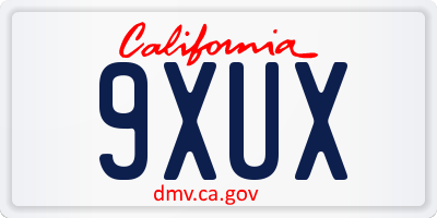 CA license plate 9XUX