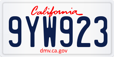 CA license plate 9YW923