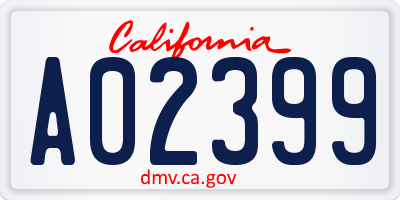 CA license plate A02399