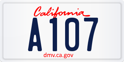 CA license plate A107