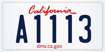 CA license plate A1113