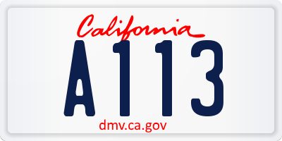 CA license plate A113