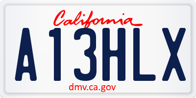 CA license plate A13HLX