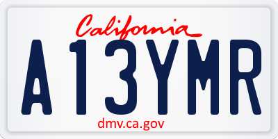 CA license plate A13YMR