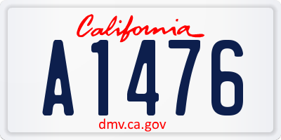 CA license plate A1476