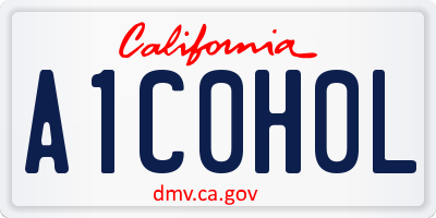 CA license plate A1C0H0L