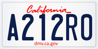 CA license plate A212R0