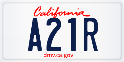 CA license plate A21R