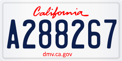 CA license plate A288267